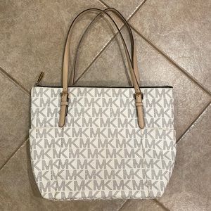 White Michael Kors Monogram Tote Bag